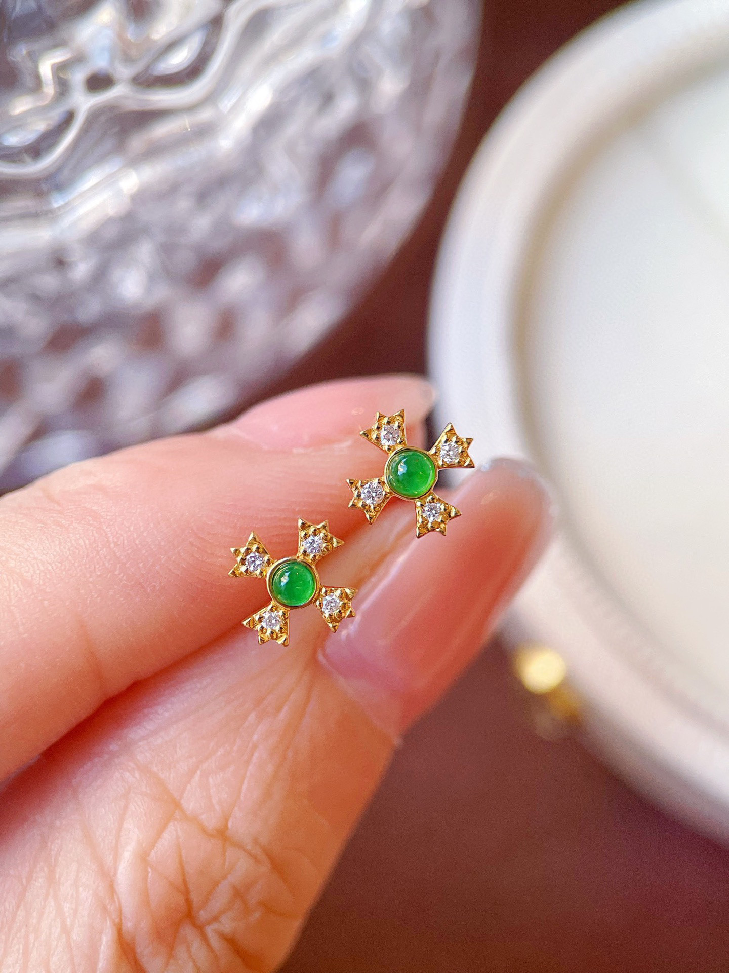 クロスモチーフ　ヒスイピアスk18 28,224円