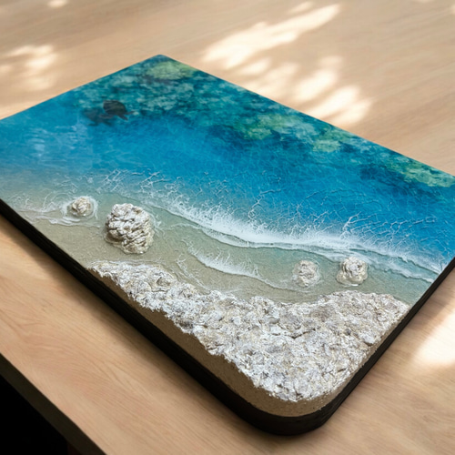 オーシャンアート　海の置き物　美ら海 ☆セール中☆N540☆超立体 沖縄の海 レジンアートボード 美ら海