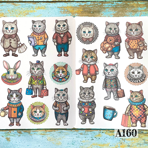 猫のジャンクジャーナル　コラージュ　おすそ分け　紙もの　ラベル　素材　絵本 コラージュ 素材 デザイン ペーパー 猫 ネコ ジャンクジャーナル
