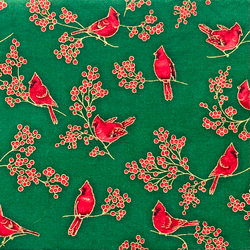 【輸入生地】赤い鳥とナンテンの実の文庫サイズブックカバー　 5枚目の画像