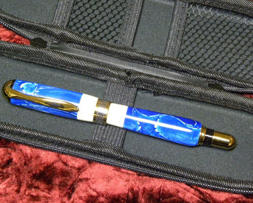 本象牙&ブルーセルロイドの万年筆 ペン・筆記用具 historical flute