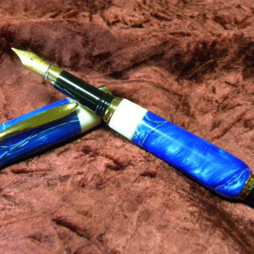 本象牙&ブルーセルロイドの万年筆 ペン・筆記用具 historical flute