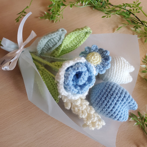 見本〜編み物 ブーケ花束 フラワー プレゼント ハンドメイド ニット