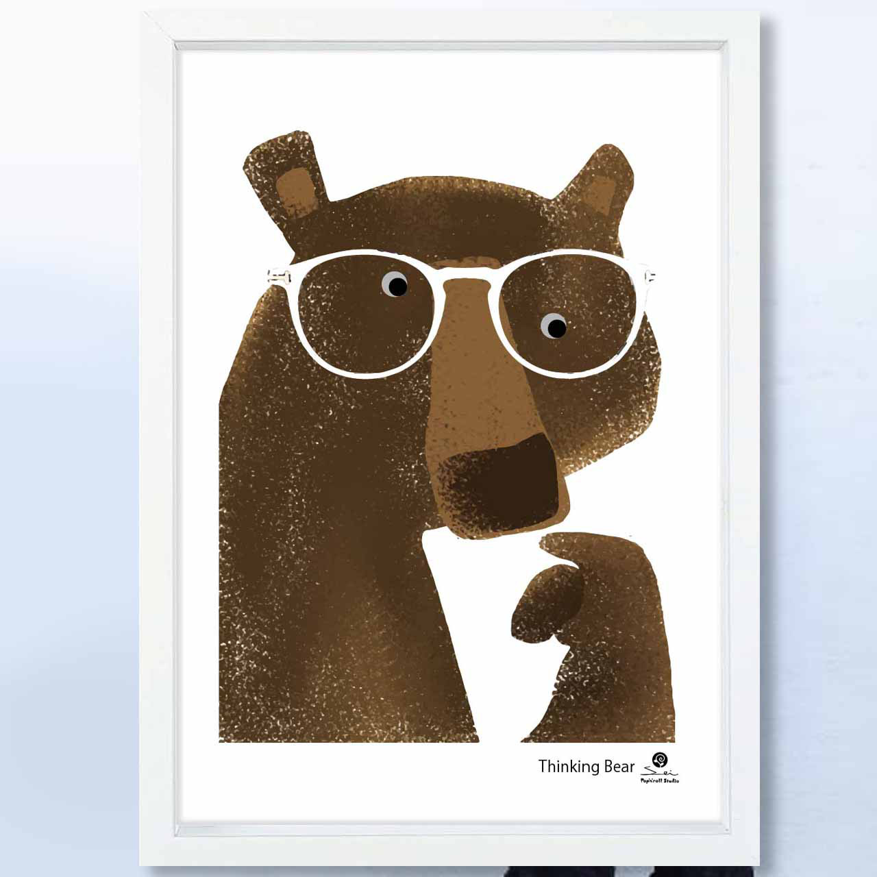 考えるBear 　クマ　お気に入り9400件突破　イラスト　ポスター　アート  　アートポスター　タペストリー　3172