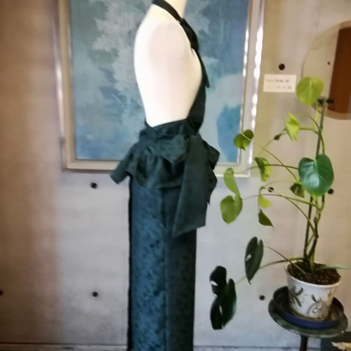 日本製】《7L～10L》 小花柄ジャガード織 茶道お稽古用エプロン