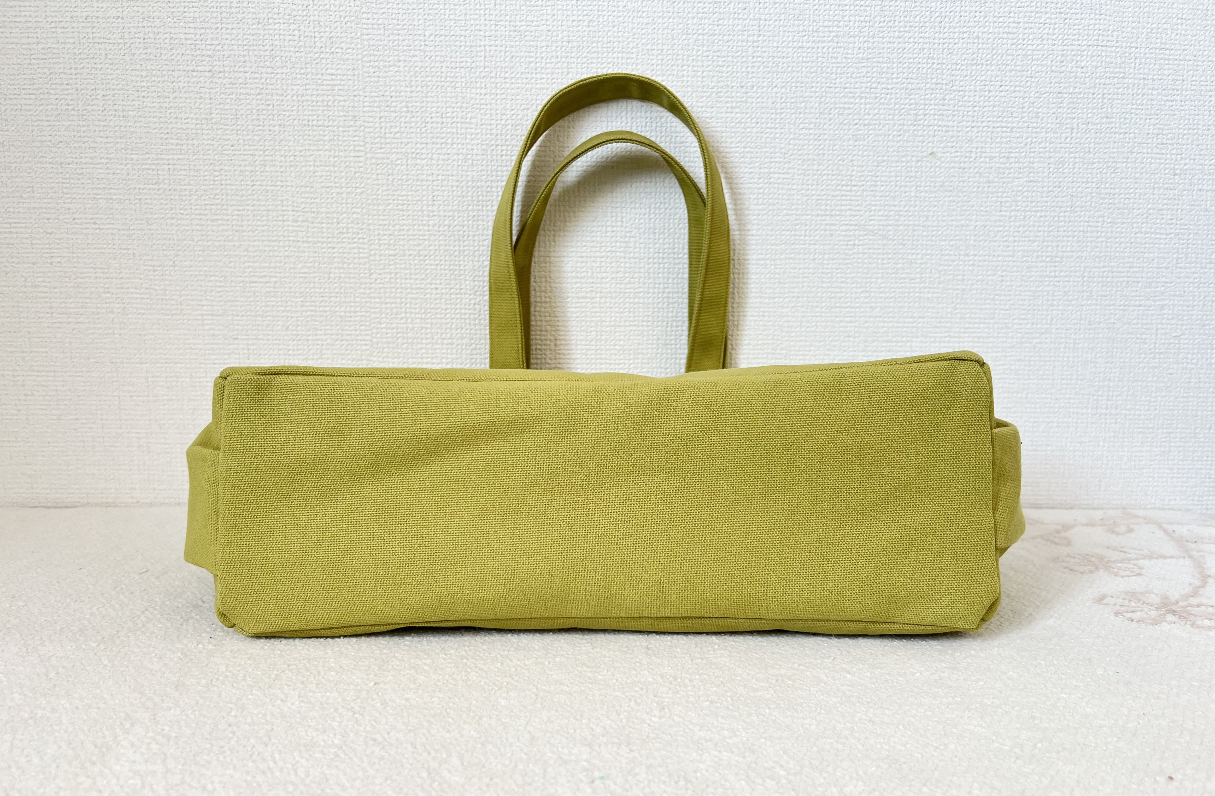 【Lサイズ】ヒワグリーン　8号倉敷帆布使用　肩掛けバッグ　akaneko 大きめバッグ　A4 鶯色　抹茶色