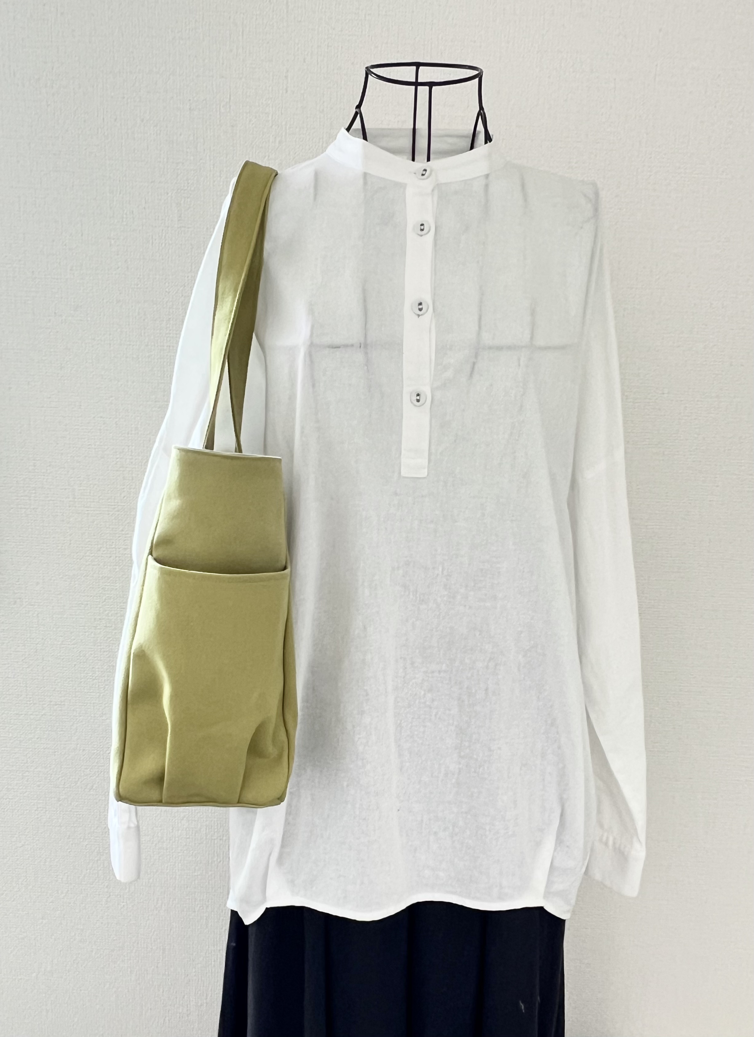 【Lサイズ】ヒワグリーン　8号倉敷帆布使用　肩掛けバッグ　akaneko 大きめバッグ　A4 鶯色　抹茶色