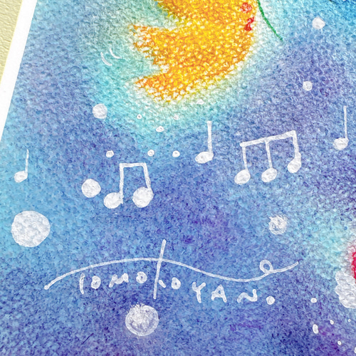 一点物原画【気球に乗った白ねこちゃん】ホスピタルアート～送料