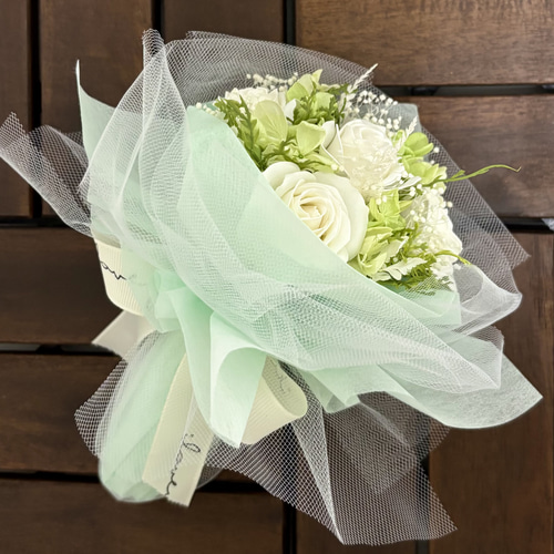 ホワイトミニブーケ バラ トスブーケ アートフラワー ++Tiny++ 通販