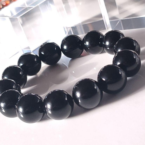 ◇鑑別済み 純天然 モリオン （黒水晶） 約14mm玉 パワーストーン ブレス ◇鑑別済み 純天然 モリオン （黒水晶） 約14mm玉◇ | ANNA - 天然石