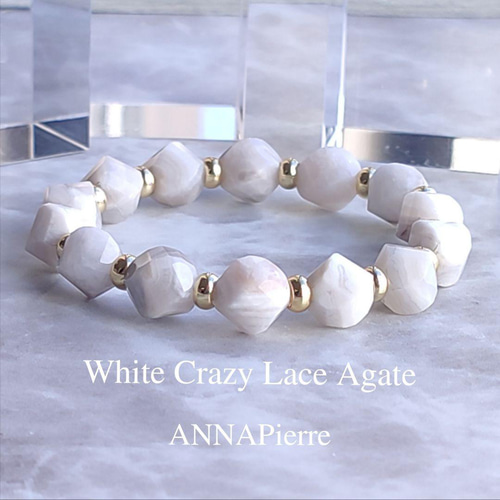 ◇ホワイトクレイジーレースアゲート（縞瑪瑙）◇ ANNA - パワー天然石