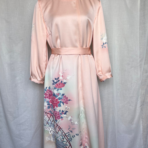 フォーマルドレス 訪問着 リメイク 結婚式 パーティー 桜色リボン