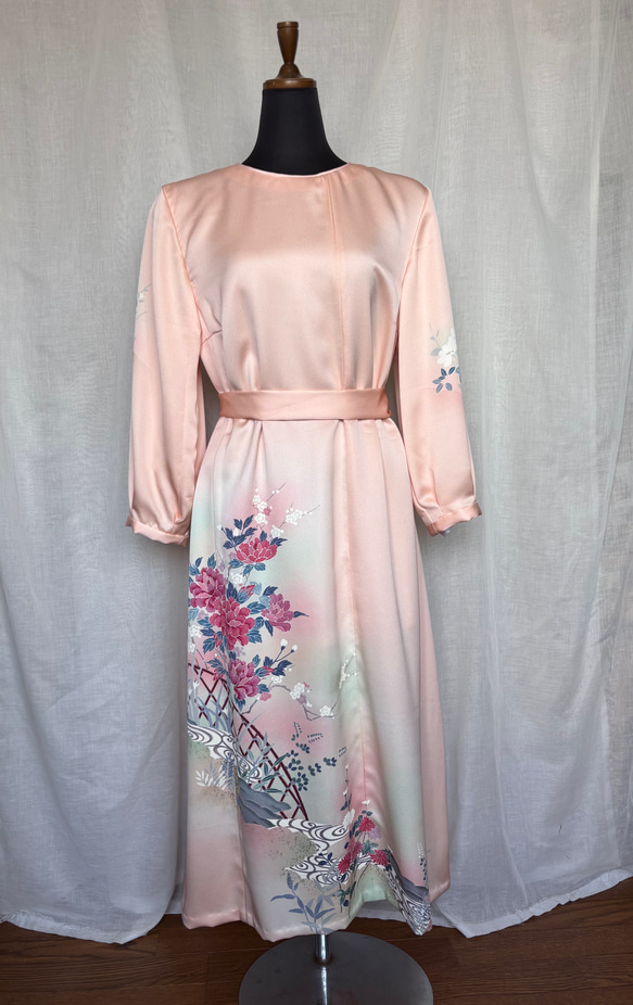 フォーマルドレス 訪問着 リメイク 結婚式 パーティー 桜色リボン