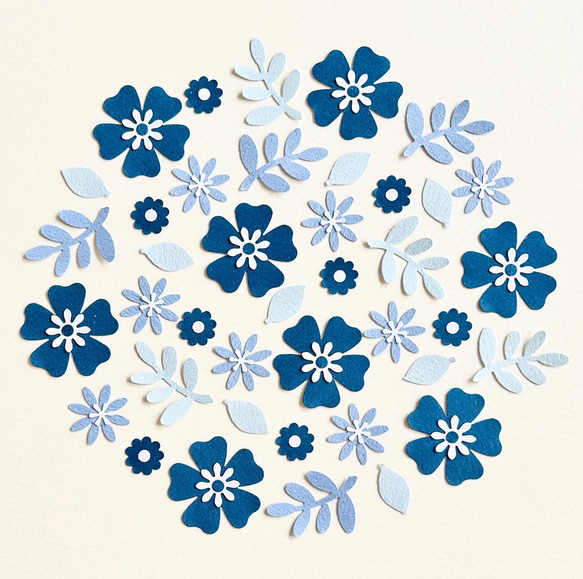 クラフトパンチのお花と葉っぱ〜ブルー アルバム 寄せ書き 色紙 その他