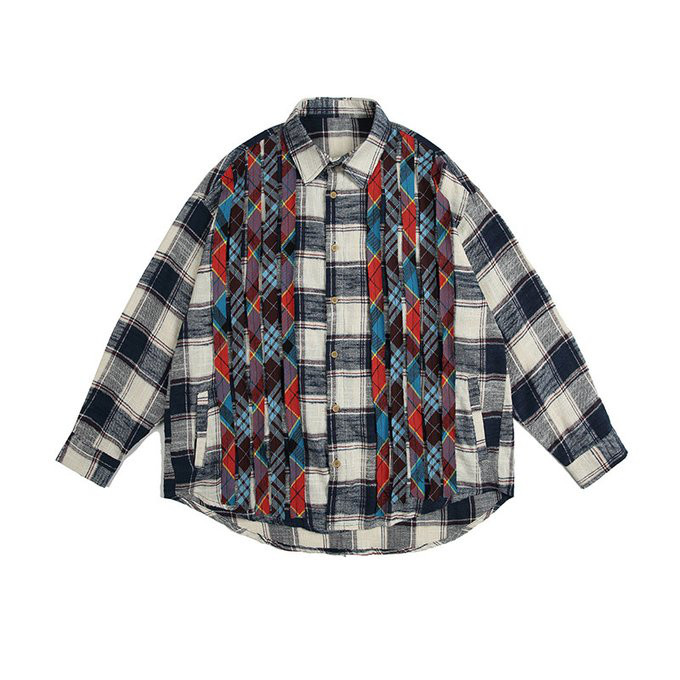 春秋新品 長袖ラペルシャツ メンズ コットン 黒と白のチェック柄 カーディガンシャツ ゆったり トップス