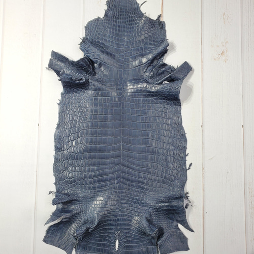 ワニ革 クロコ 半艶マット ブルーグレー No.C008110 その他素材  