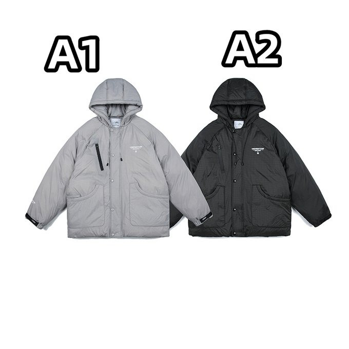 秋冬新品 フード付き綿入れジャケット メンズ 無地 レトロ 暖かい服 アウトドアアウターコート ゆったり