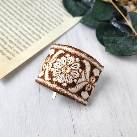 インド刺繍リボンのポニーフック ポニーフック・ヘアカフス