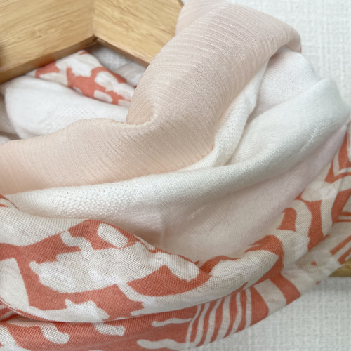 天然素材綿100%＋キュプラさくらピンク&ホワイトハンドメイドネック  