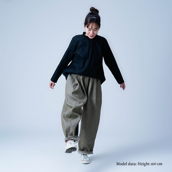 【soco】ゆったりボリューム カラーデニム サーカスパンツ ／ モカベージュ b025d-mcg2 3枚目の画像