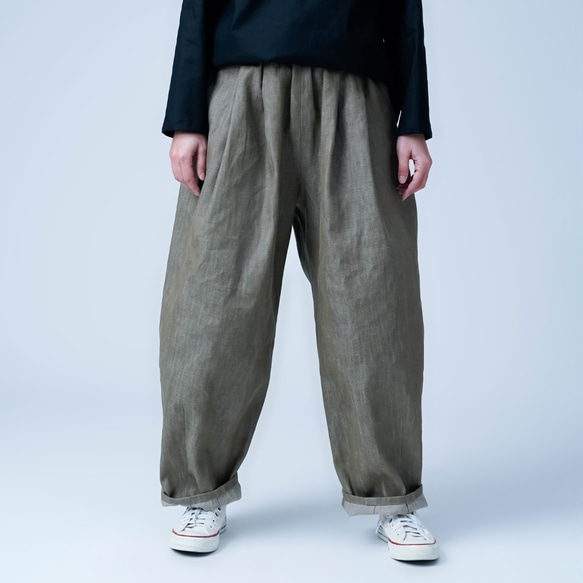 【soco】ゆったりボリューム カラーデニム サーカスパンツ ／ モカベージュ b025d-mcg2 5枚目の画像