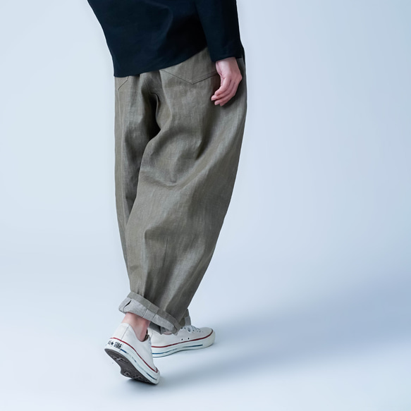 【soco】ゆったりボリューム カラーデニム サーカスパンツ ／ モカベージュ b025d-mcg2 2枚目の画像