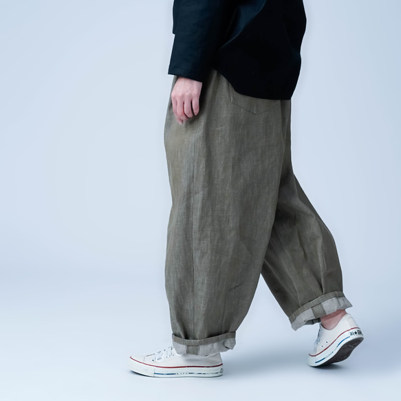 【soco】ゆったりボリューム カラーデニム サーカスパンツ ／ モカベージュ b025d-mcg2 10枚目の画像