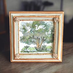 受注生産】ミニ原画「夢想の木」ペン画 オリジナルフレーム 植物の