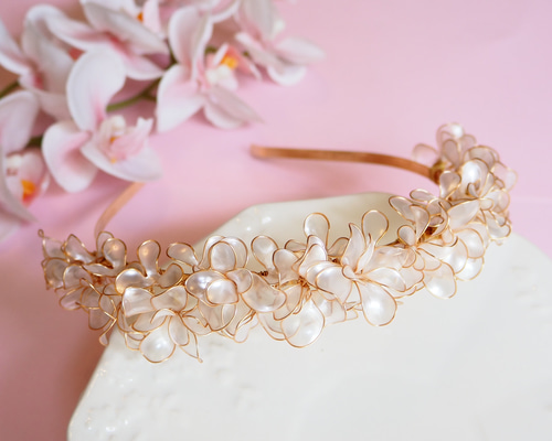 カチューシャ】シロツメクサの花冠 ブライダルアクセサリー
