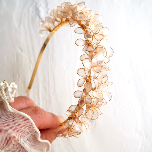 カチューシャ】シロツメクサの花冠 ブライダルアクセサリー