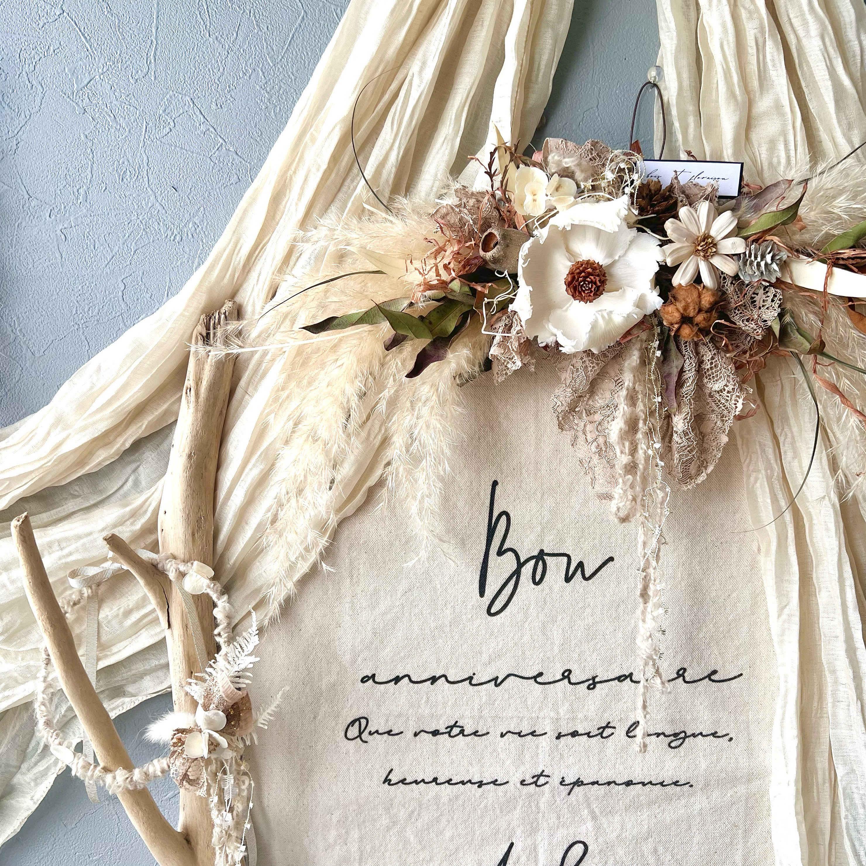 ･.｡〜 dried flower swag 〜 横長スワッグ Anniversary〜*･.｡*