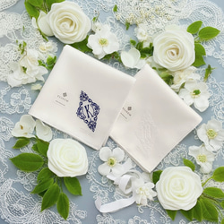 人気No.1【YLINUM】イニシャル刺繍ブライダルハンカチ・花嫁ハンカチ
