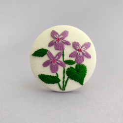 受注制作】すみれの花刺繍ブローチor刺繍ヘアゴム 菫 ブローチ かな