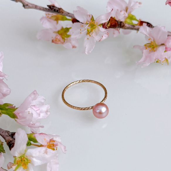 パール＆リングサイズ選べる】桜色 ピンク 淡水パール リング 指輪