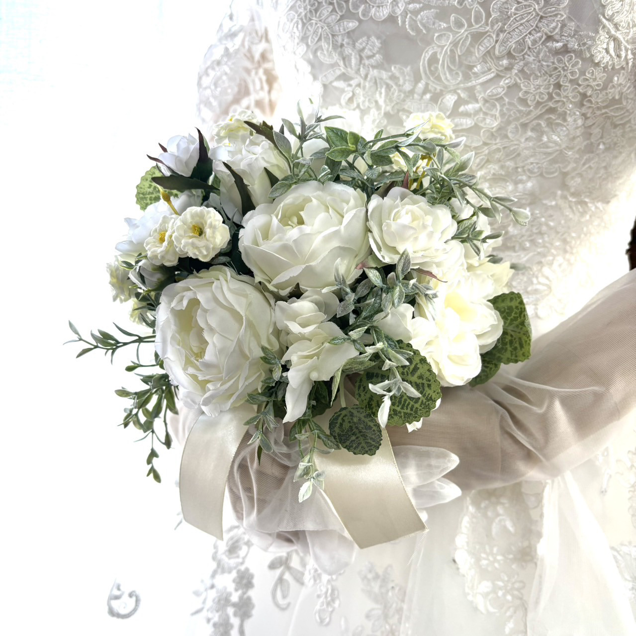 ウェディングブーケ＆ブートニア(ホワイト)