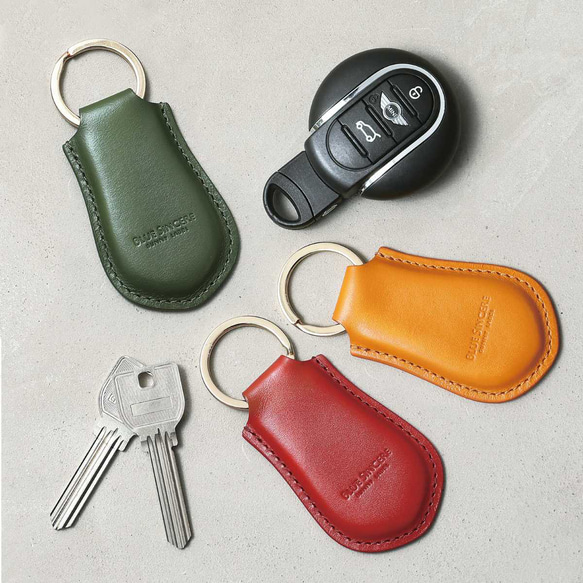 高級イタリアンレザー キーリング キーホルダー 本革 家の鍵 車