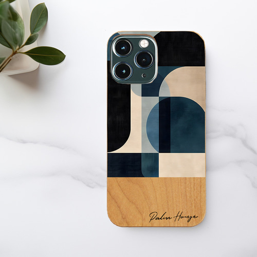 天然木♡名入れ♪ INDIGO BLUE ART iPhoneケース アート スマホケース