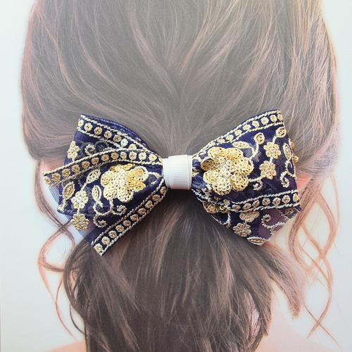 インド刺繍リボンの髪飾り 選べるパーツ ヘアアクセサリー その他ヘア