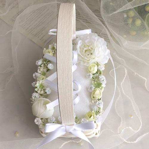 クラフトかご♡ホワイト×グリーン♡人気の組み合せカラー♡リング