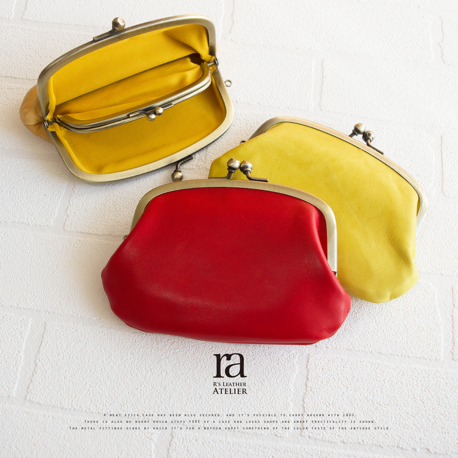 ふんわり 親子ガマグチのマルチケース / 本革  小さい財布 小銭入れ 小物入れ お出かけ がま口 がまぐち