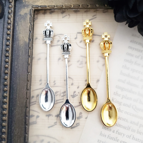 6個 スプーン 王冠 十字架 食器 お茶会 カトラリー スチパン スチーム