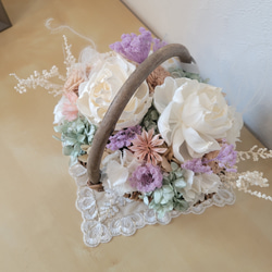 NEW ♡母の日ギフト2025♡贈り物に淡い色合いが可愛いかごアレンジ 4枚目の画像