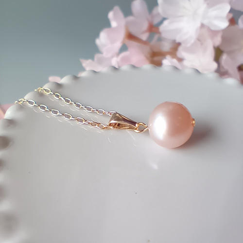淡水パールのさくらネックレス/金属アレルギー対応/桜2025/328 淡水パールのさくらネックレス/金属アレルギー対応/桜2025/328