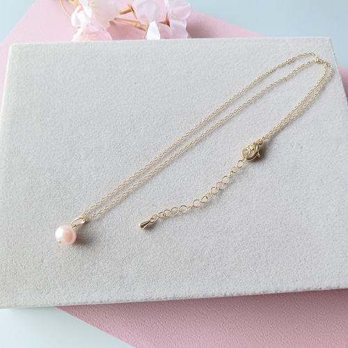 ❀さくらピンク❀淡水パールのさくらネックレス/金属アレルギー対応