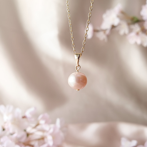 淡水パールのさくらネックレス/金属アレルギー対応/桜2025/328 淡水パールのさくらネックレス/金属アレルギー対応/桜2025/328