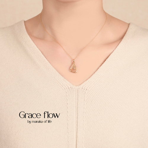 オレゴンサンストーン 原石 鉱物 ワイヤーラッピング ネックレス 14kgf