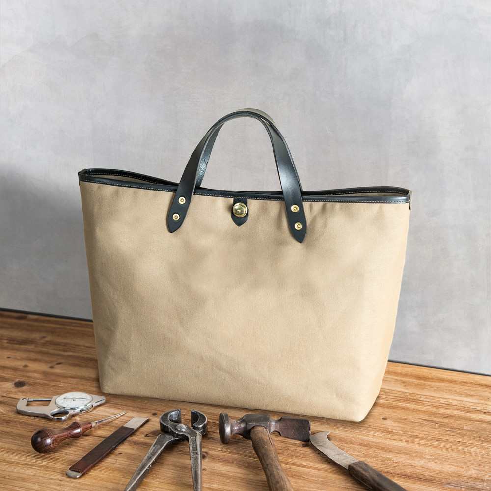 Smith Bag H Beige(ベージュ横型) / Black Leather / M size ハンドル長さ選択可