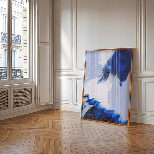 アートポスター 抽象的ブルーインク モダンアート インテリア