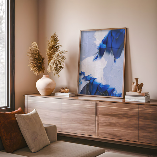 アートポスター 抽象的ブルーインク モダンアート インテリア