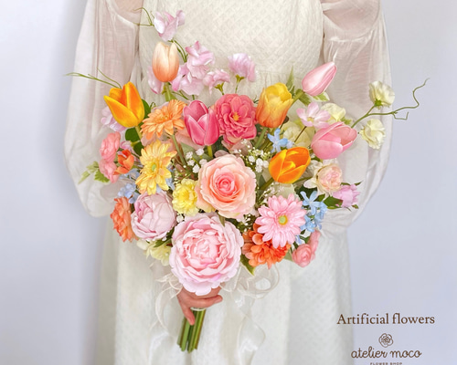 オーダーメイド】チューリップ とローズの パステル クラッチブーケ